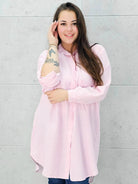 Dłuższa koszulowa bluzka w paski Stylowa XL