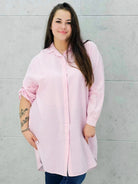 Dłuższa koszulowa bluzka w paski Stylowa XL