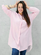 Dłuższa koszulowa bluzka w paski Stylowa XL