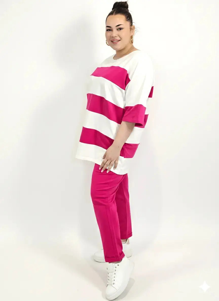 Dres plus size damski – komplet z luźną bluzką i wygodnymi spodniami Stylowa XL