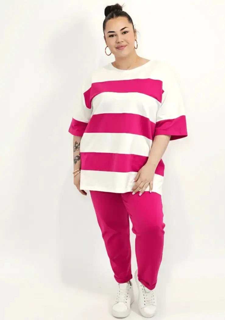 Dres plus size damski – komplet z luźną bluzką i wygodnymi spodniami Stylowa XL