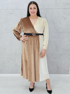 Dwukolorowa sukienka welurowa Stylowa XL