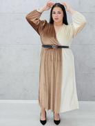 Dwukolorowa sukienka welurowa Stylowa XL