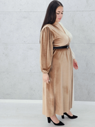 Dwukolorowa sukienka welurowa Stylowa XL