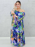 Egzotyczna Sukienka Maxi-  Liście Zielone Stylowa XL