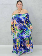 Egzotyczna Sukienka Maxi-  Liście Zielone Stylowa XL