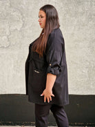 Elegancka Narzutka Plus Size Czarna - Styl i Komfort Stylowa XL