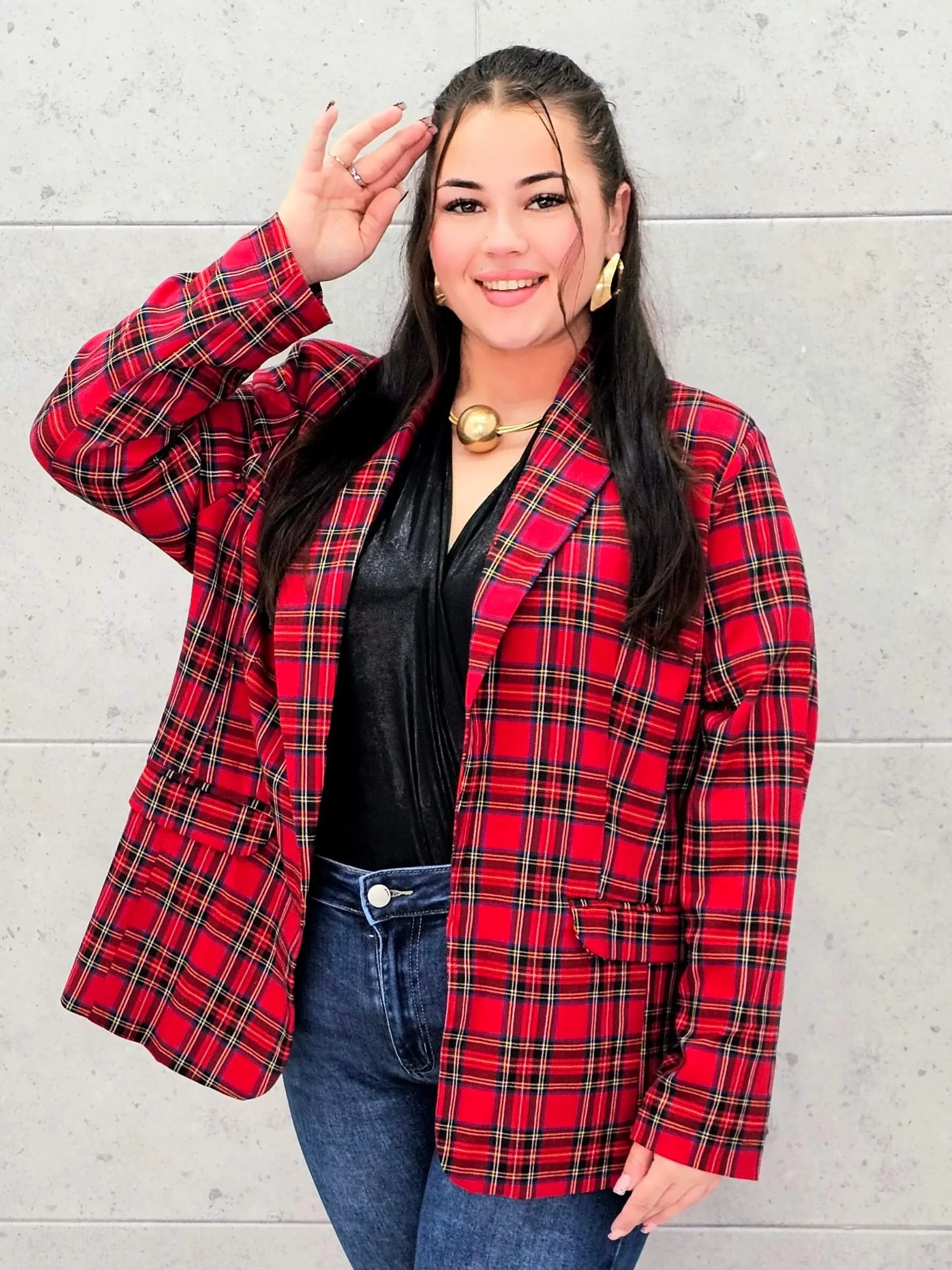 Elegancka marynarka plus size w kratę  – stylowa propozycja Stylowa XL Stylowa XL