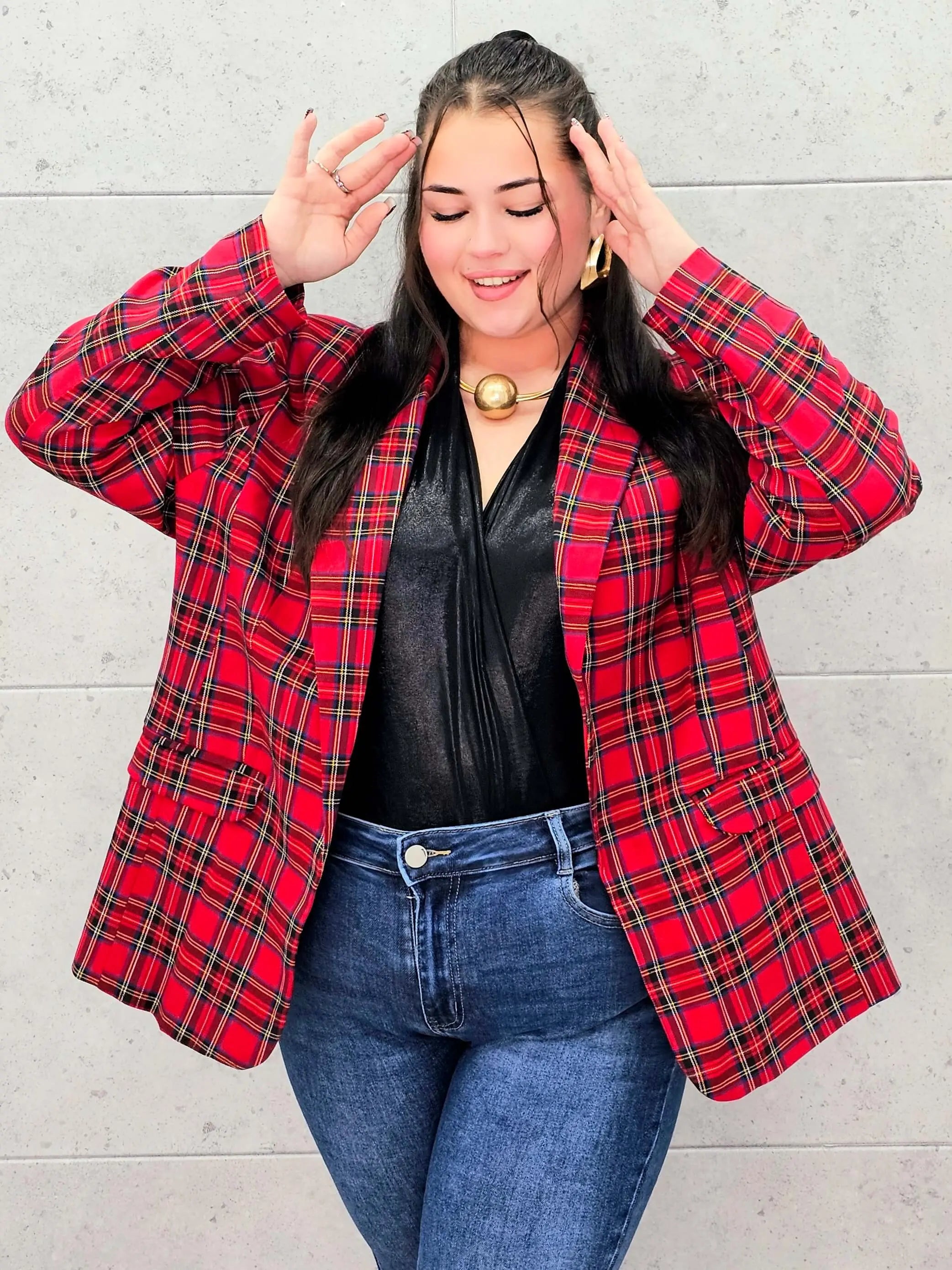 Elegancka marynarka plus size w kratę  – stylowa propozycja Stylowa XL Stylowa XL