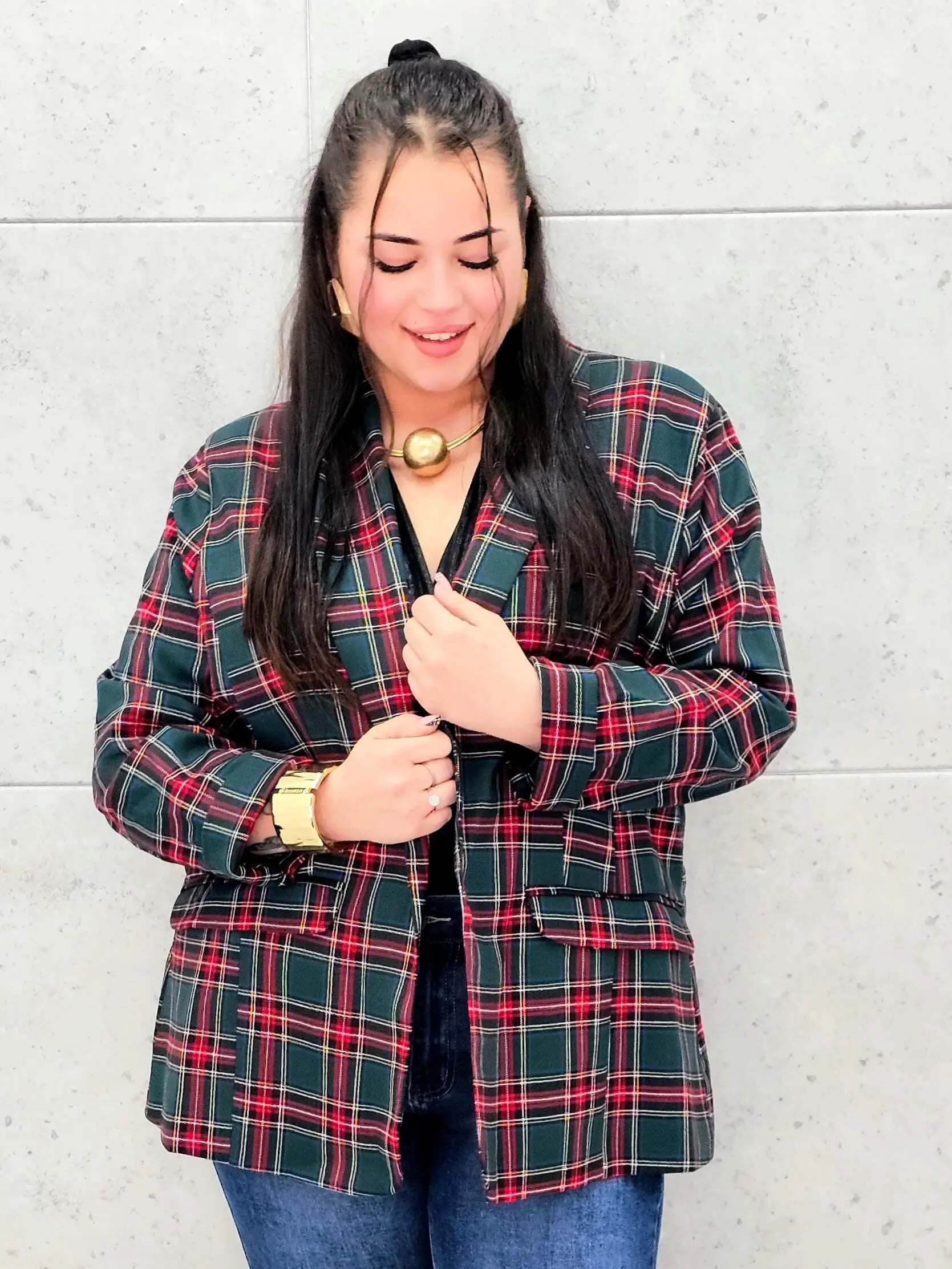 Elegancka marynarka plus size w kratę  – stylowa propozycja Stylowa XL Stylowa XL