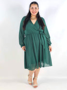 Elegancka  sukienka plus size midi z kopertowym dekoltem-szyfon Stylowa XL