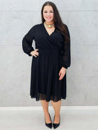 Elegancka  sukienka plus size midi z kopertowym dekoltem-szyfon Stylowa XL