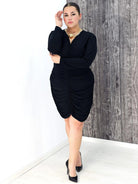 Elegancka sukienka wieczorowa z drapowaniem Stylowa XL