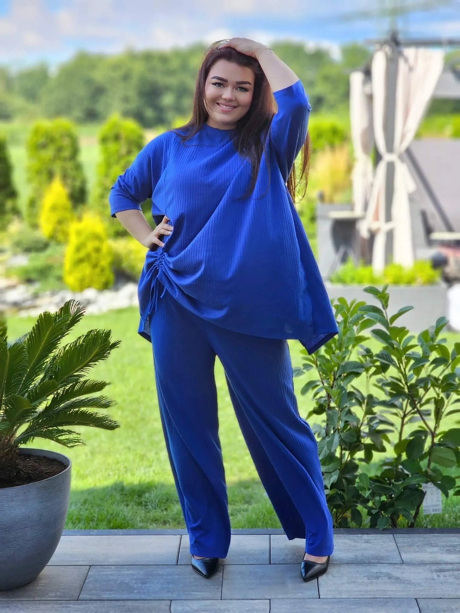 Elegancki prążkowy  komplet Stylowa XL