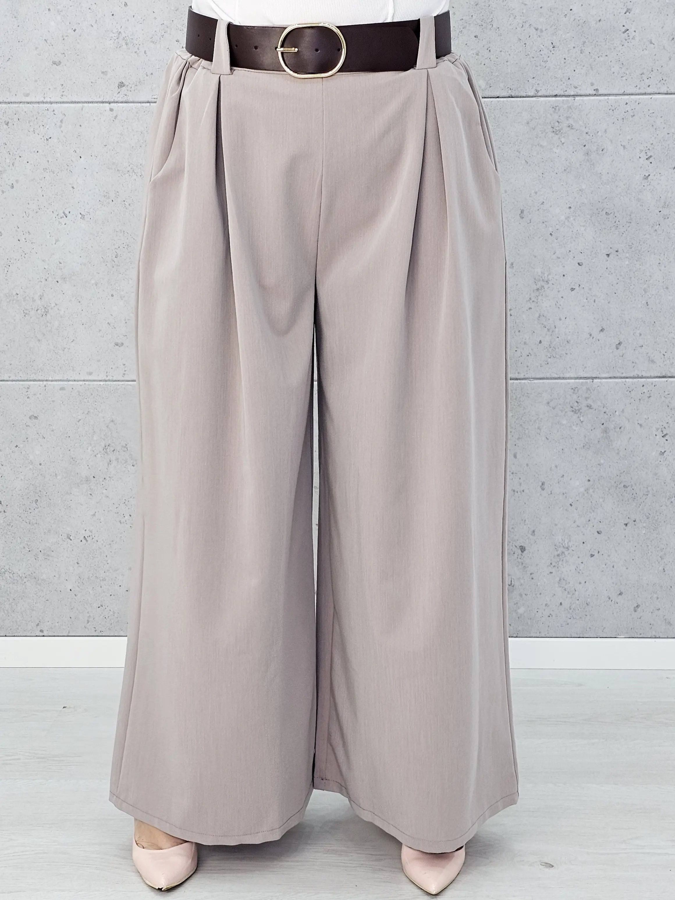 Eleganckie spodnie palazzo z paskiem Stylowa XL