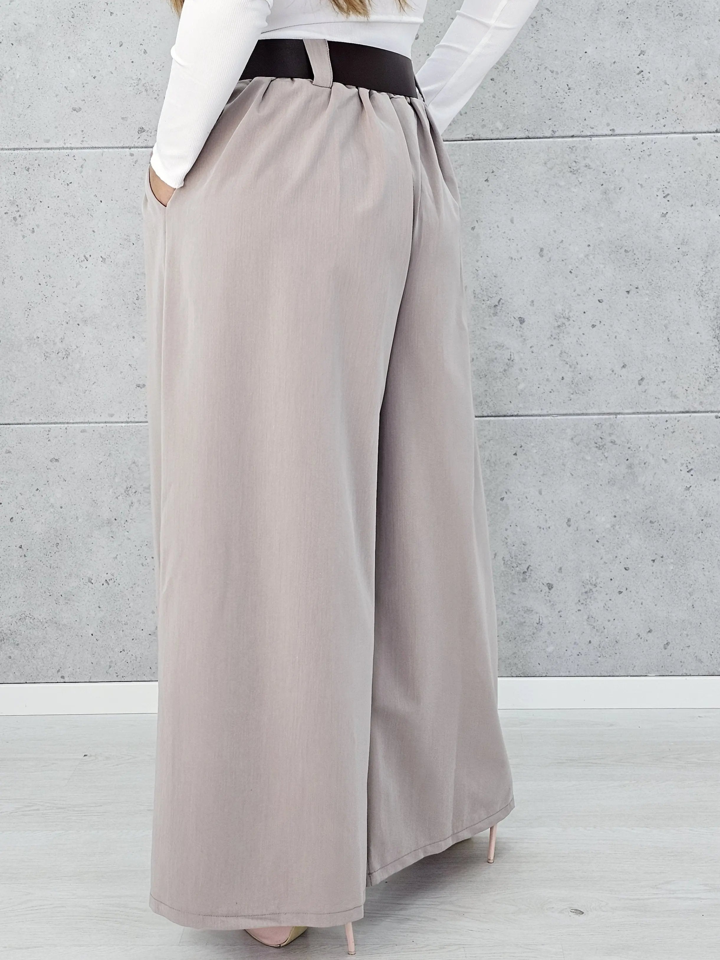 Eleganckie spodnie palazzo z paskiem Stylowa XL