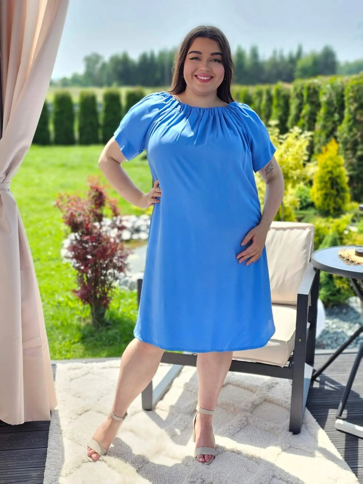 Gładka sukienka hiszpanka w kilku kolorach Stylowa XL