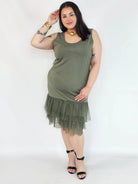 Halka plus size khaki z tiulem i koronką – halka XXL damska Stylowa XL