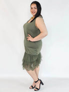 Halka plus size khaki z tiulem i koronką – halka XXL damska Stylowa XL