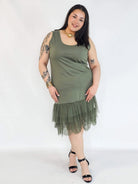 Halka plus size khaki z tiulem i koronką – halka XXL damska Stylowa XL