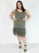 Halka plus size khaki z tiulem i koronką – halka XXL damska Stylowa XL