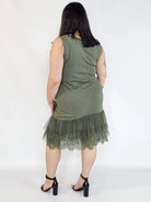 Halka plus size khaki z tiulem i koronką – halka XXL damska Stylowa XL