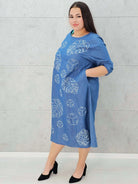 Jeansowa sukienka oversize z haftem moda dla kobiet plus size Stylowa XL