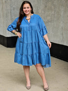 Jeansowa sukienka z falbanami Stylowa XL