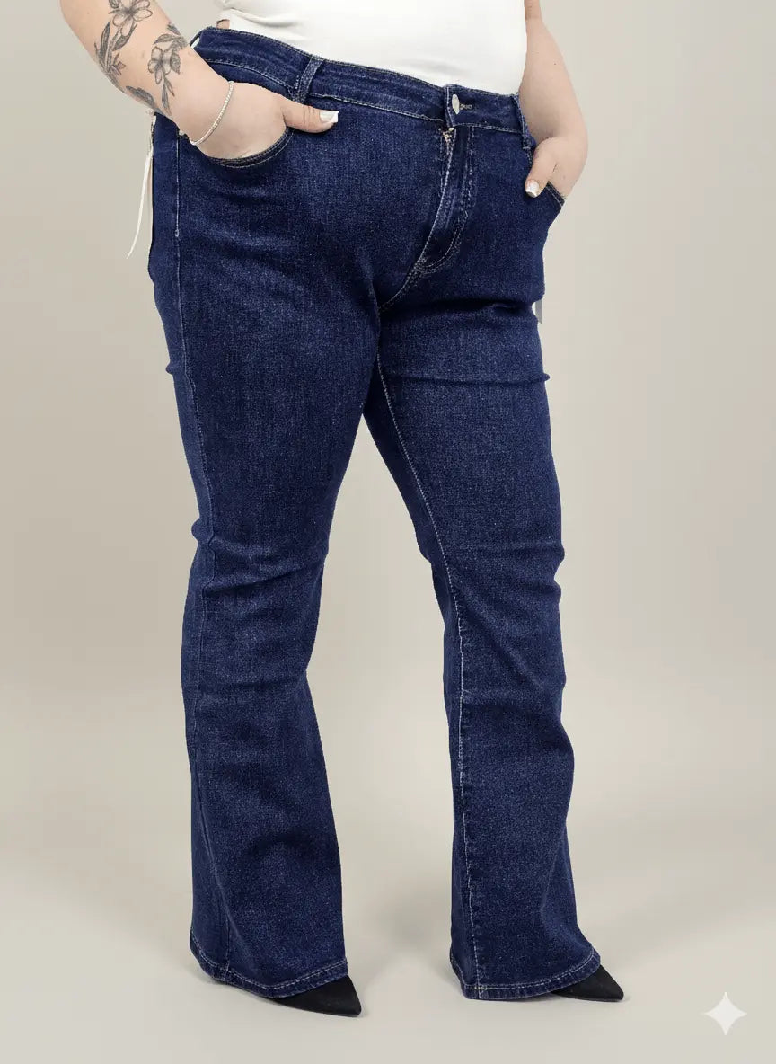 Jeansy plus size  G-Smack XXL z wysokim stanem – klasyczny ciemny denim Stylowa XL