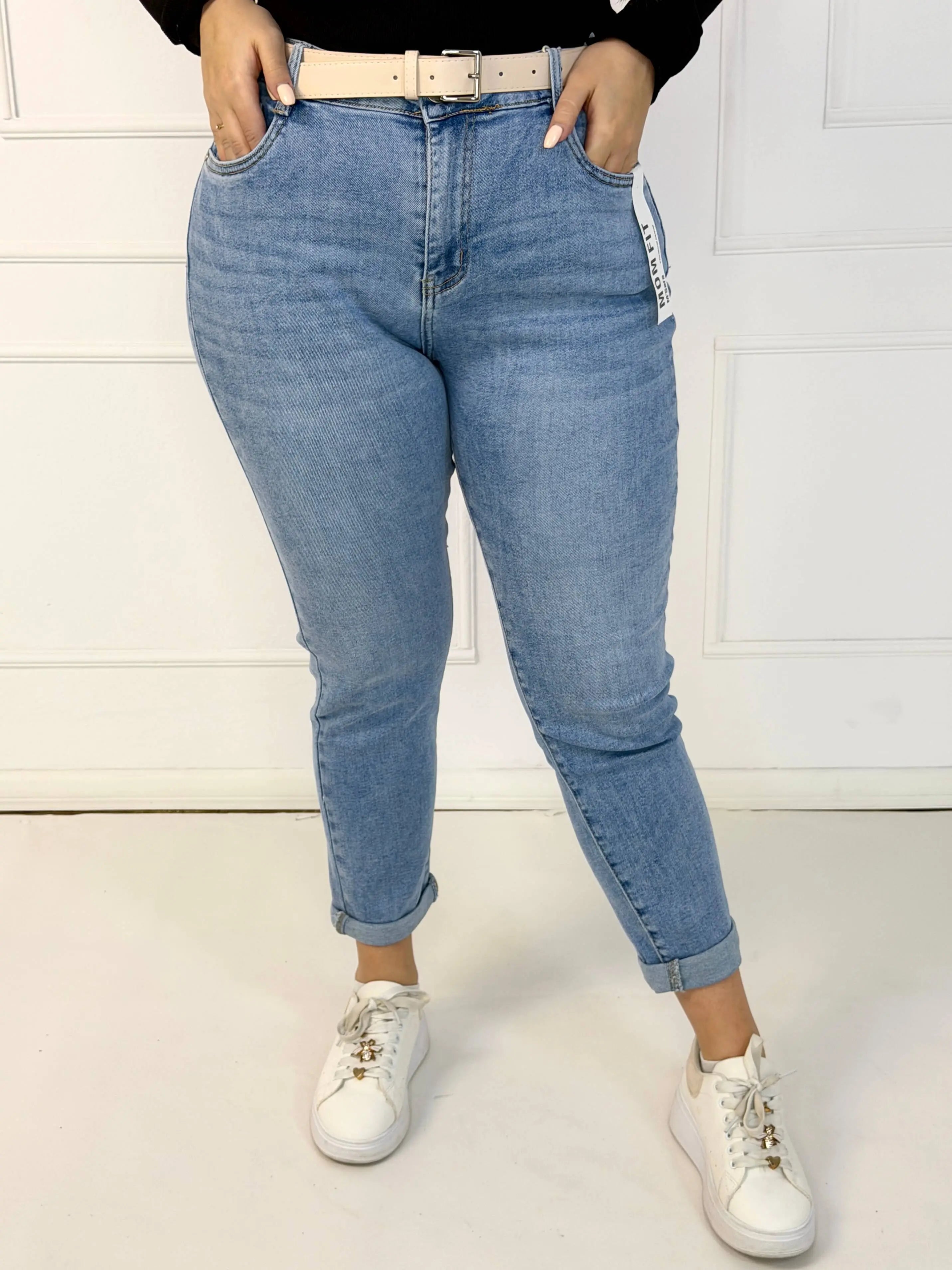 Jeansy plus size M'Sara mom fit XXL – jasny denim z wysokim stanem Stylowa XL