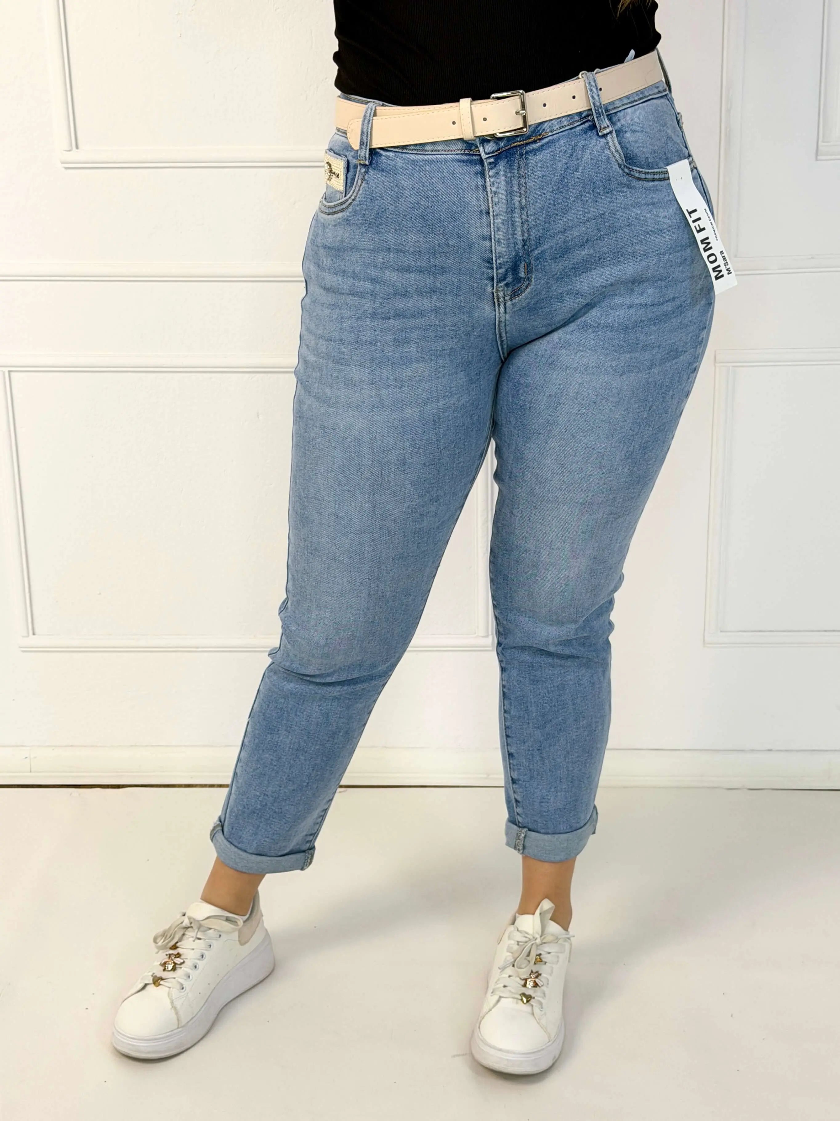 Jeansy plus size M'Sara mom fit XXL – jasny denim z wysokim stanem Stylowa XL