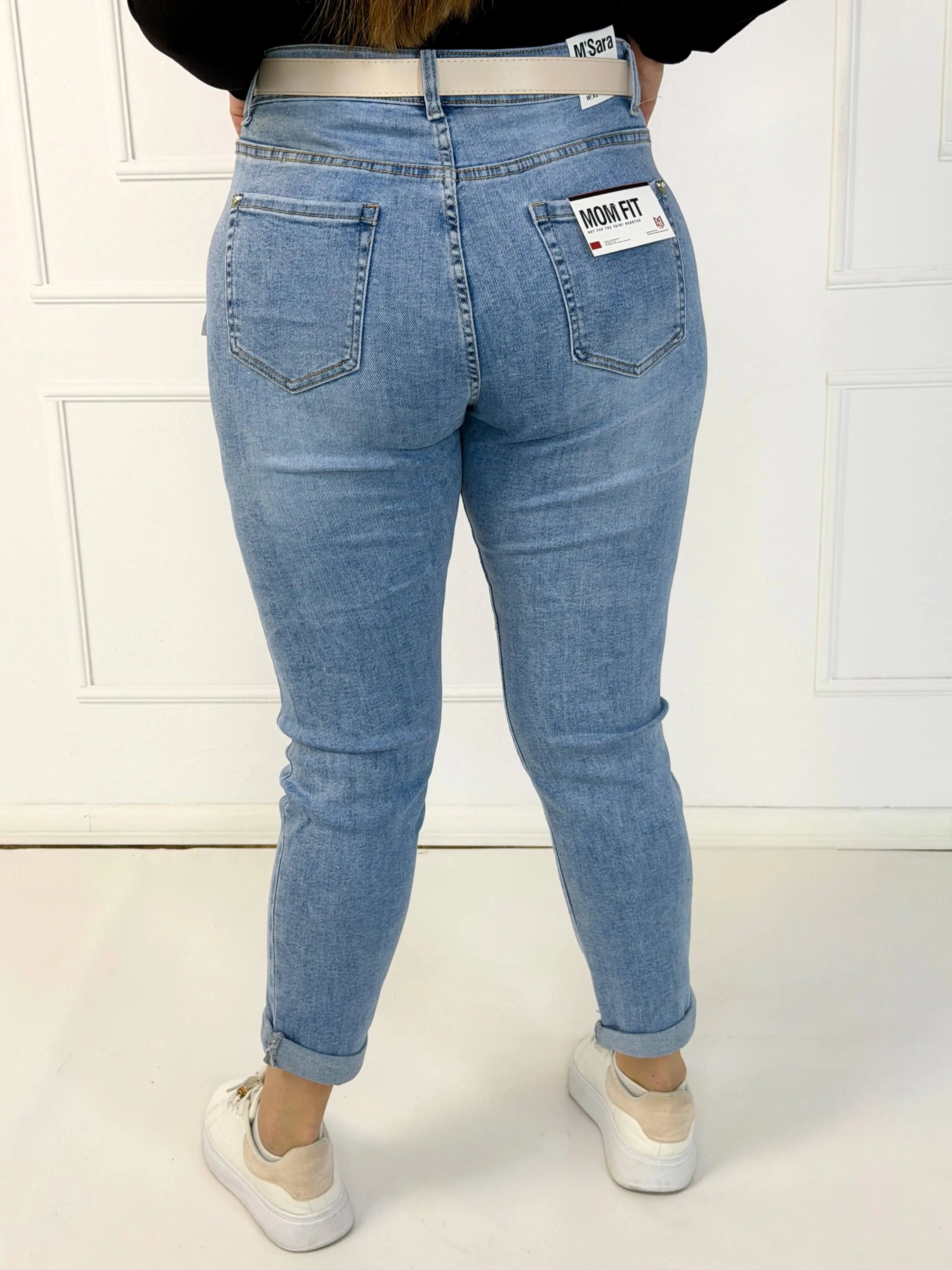Jeansy plus size M'Sara mom fit XXL – jasny denim z wysokim stanem Stylowa XL