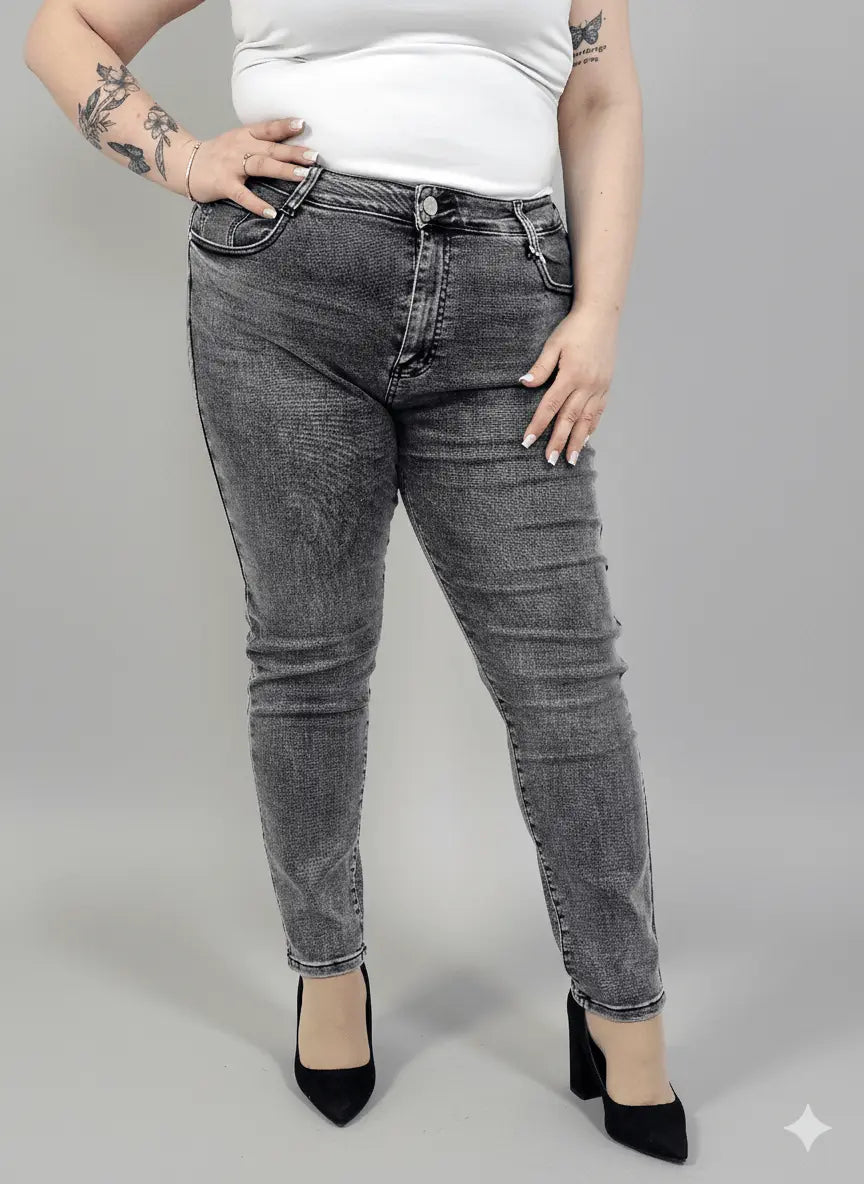 Jeansy plus size grafitowe – klasyczne spodnie damskie XXL Stylowa XL