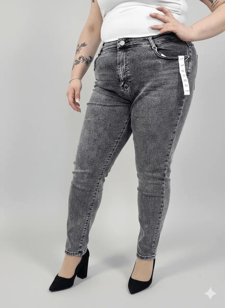 Jeansy plus size grafitowe – klasyczne spodnie damskie XXL Stylowa XL