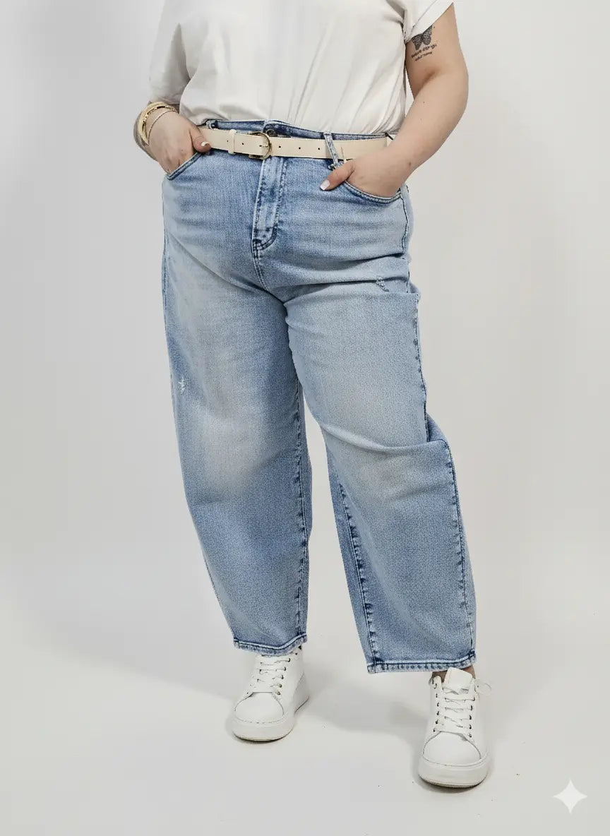 Jeansy plus size jasne z wysokim stanem – wygodne spodnie XXL Stylowa XL