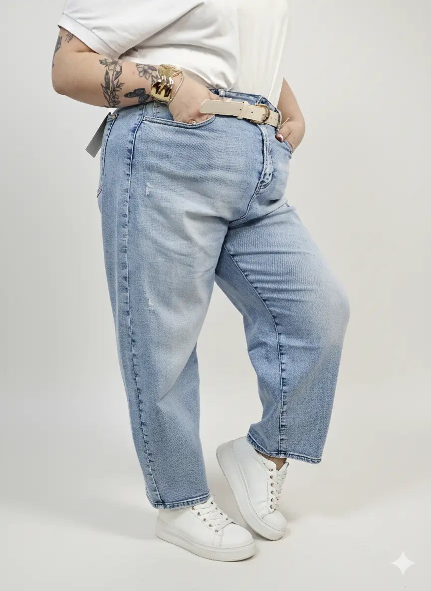 Jeansy plus size jasne z wysokim stanem – wygodne spodnie XXL Stylowa XL