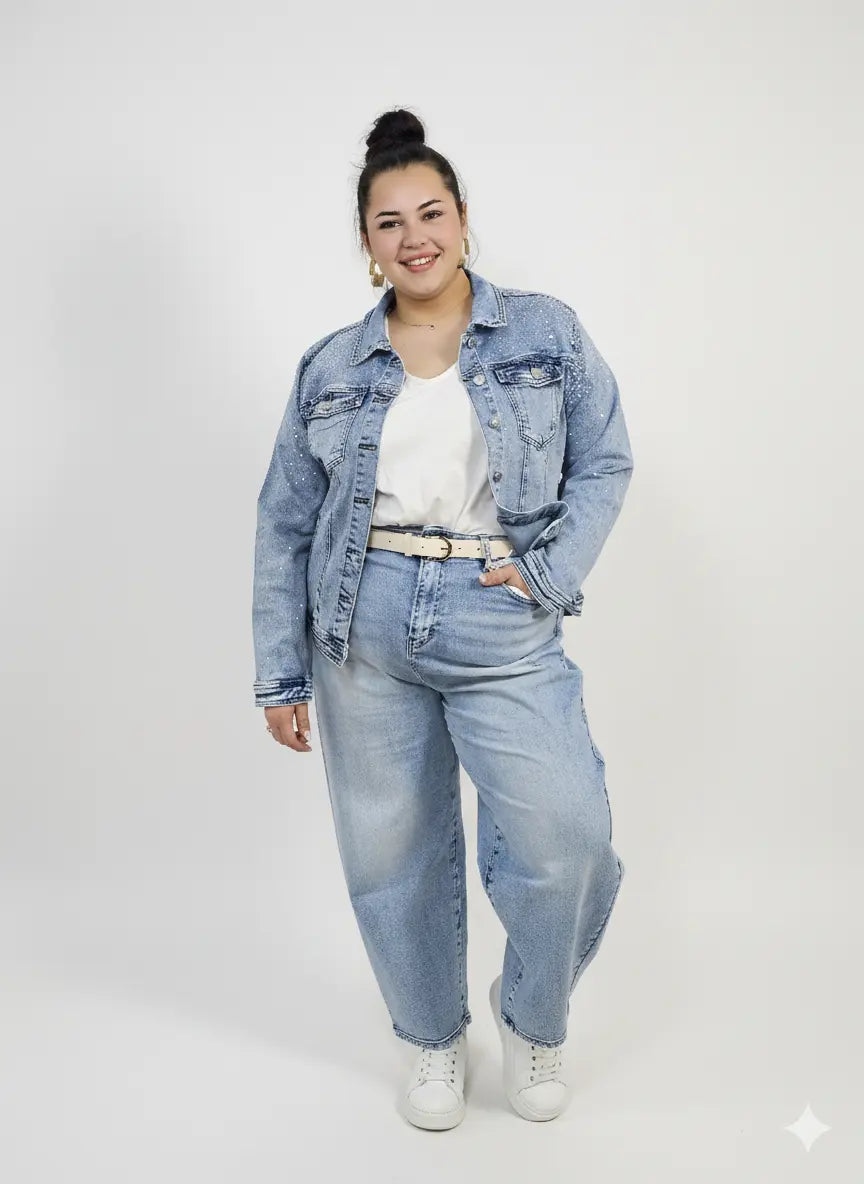Jeansy plus size jasne z wysokim stanem – wygodne spodnie XXL Stylowa XL