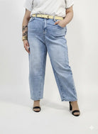 Jeansy plus size jasnoniebieskie z wysokim stanem – wygodne spodnie XXL Stylowa XL