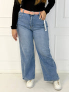 Jeansy plus size wide leg z jasnego denimu – szerokie spodnie damskie XXL Stylowa XL