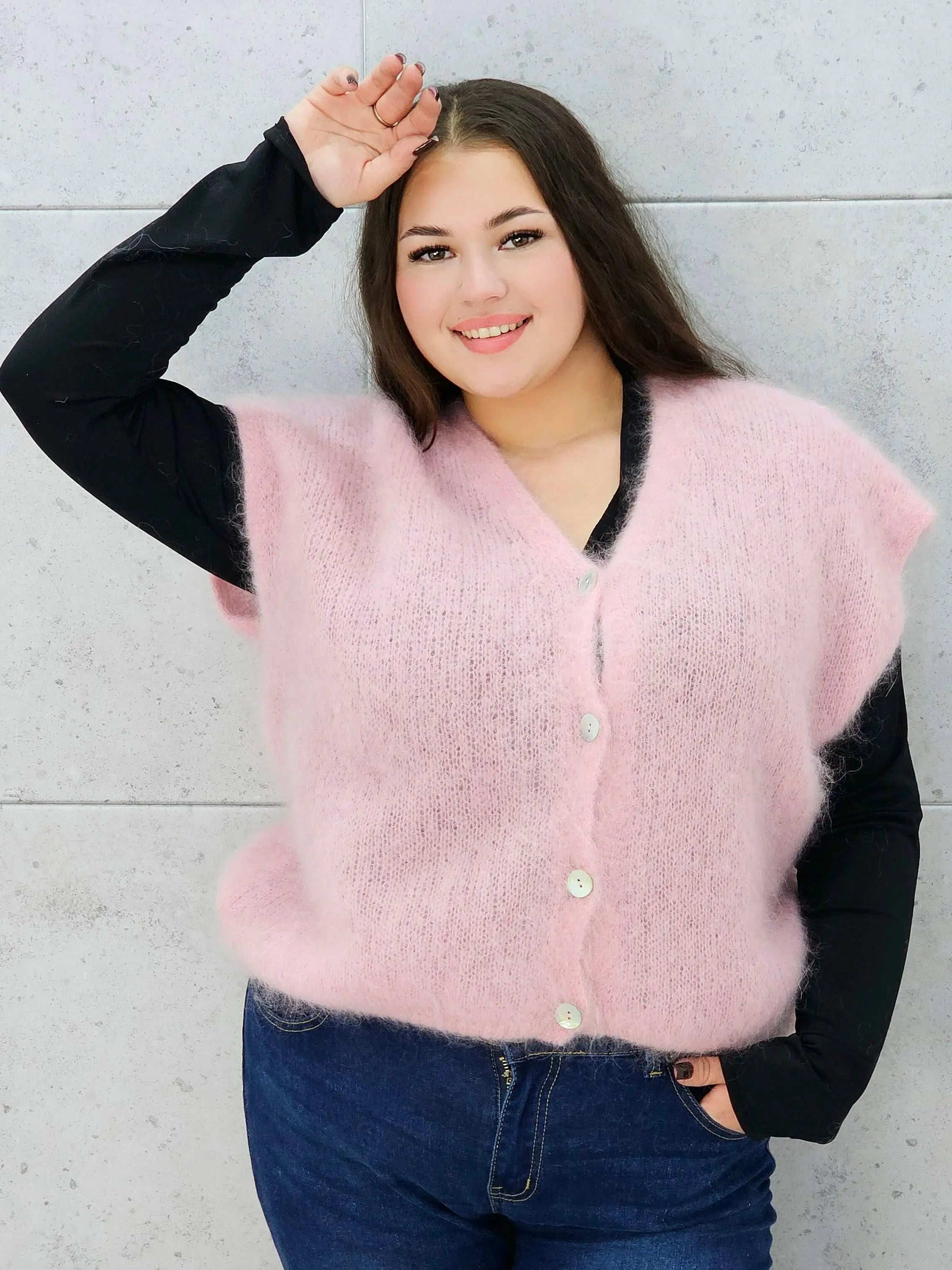 Kamizelka StylowaXL plus size z miękkiego moheru – ciepła i puszysta kamizelka plus size Stylowa XL