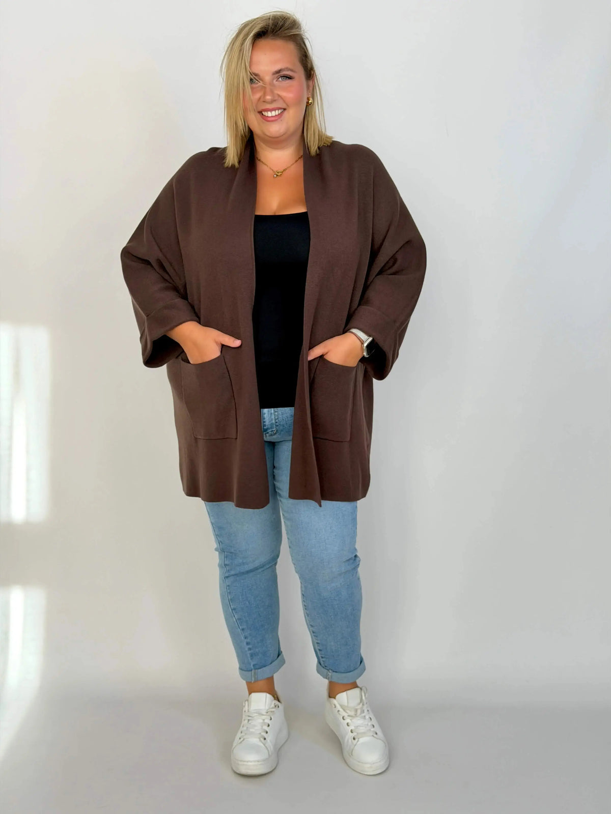 Kardigan Plus Size – miękki narzutka z kieszeniami Stylowa XL