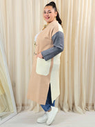 Kardigan plus size długi z kieszeniami – trójkolorowy Stylowa XL