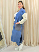 Kardigan plus size długi z kieszeniami – trójkolorowy Stylowa XL