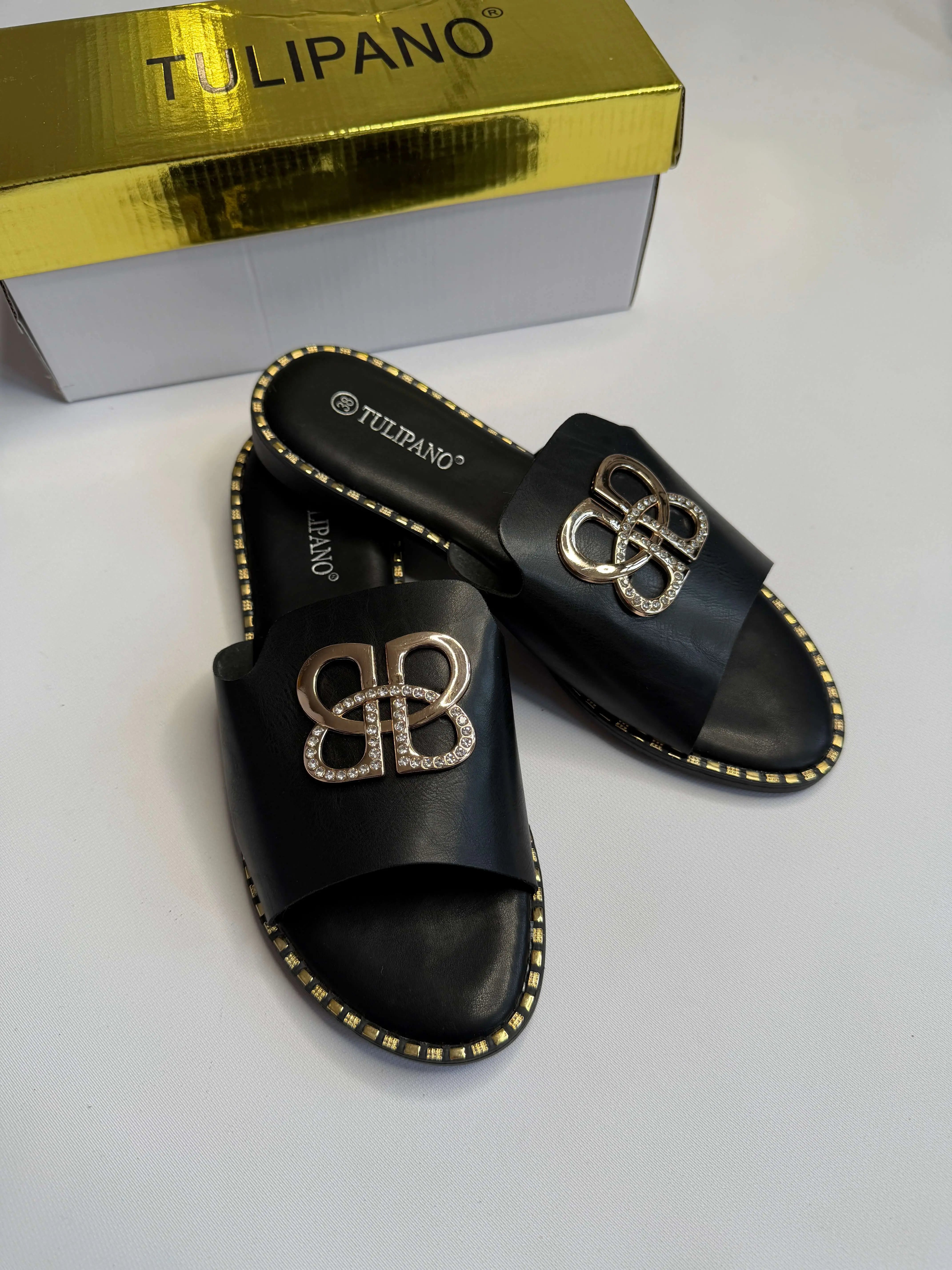 Klapki damskie Tulipano – eleganckie klapki z ozdobą Stylowa XL