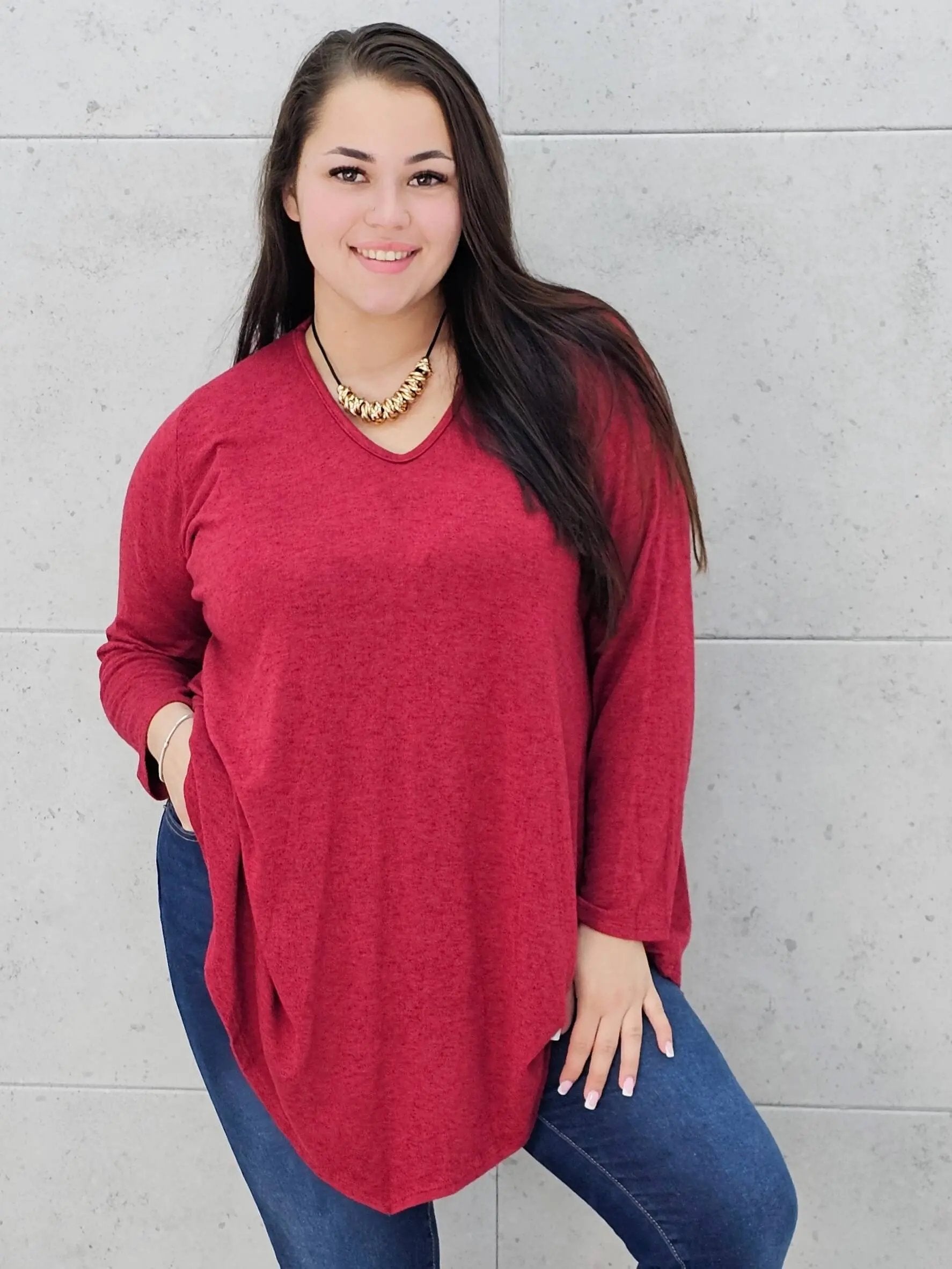 Klasyczny sweterek plus size z długim rękawem Stylowa XL