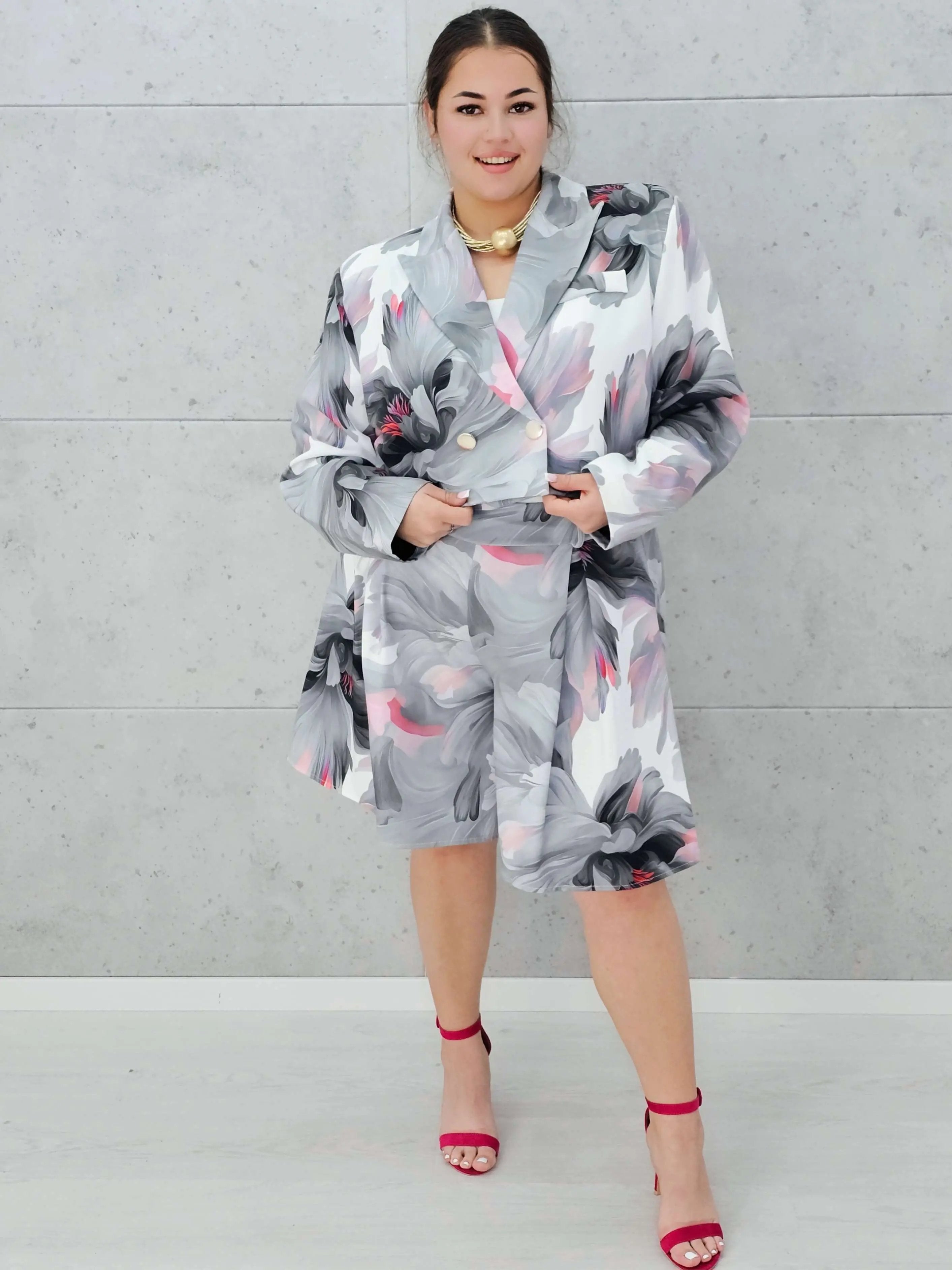 Kobiecy komplet w pastelowe kwiaty Stylowa XL