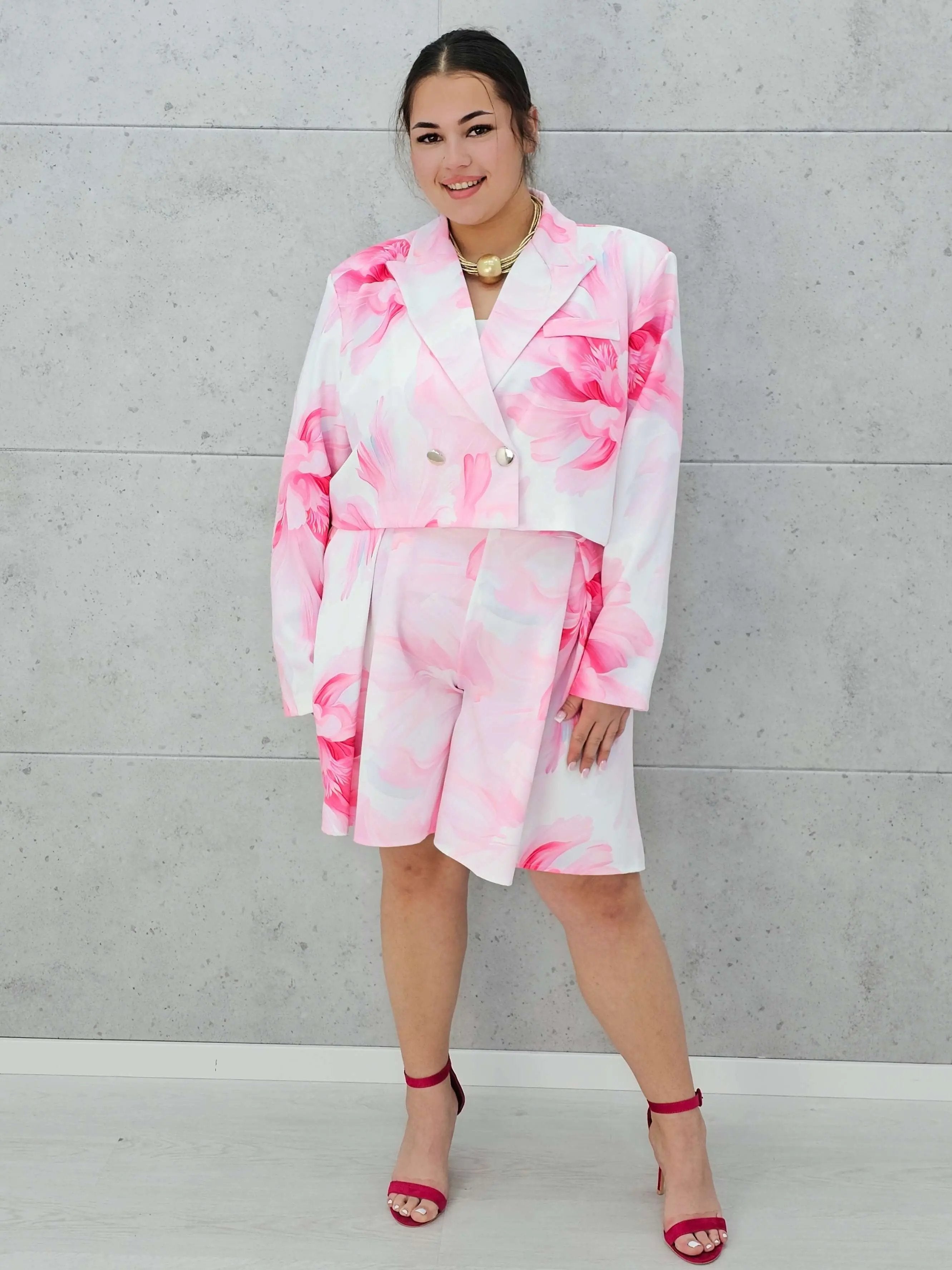 Kobiecy komplet w pastelowe kwiaty Stylowa XL