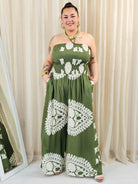 Kombinezon plus size bez ramiączek z efektownym wzorem Stylowa XL