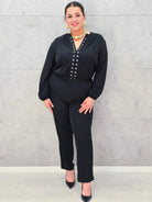 Kombinezon plus size StylowaXL – elegancja i komfort w czarnym wydaniu Stylowa XL