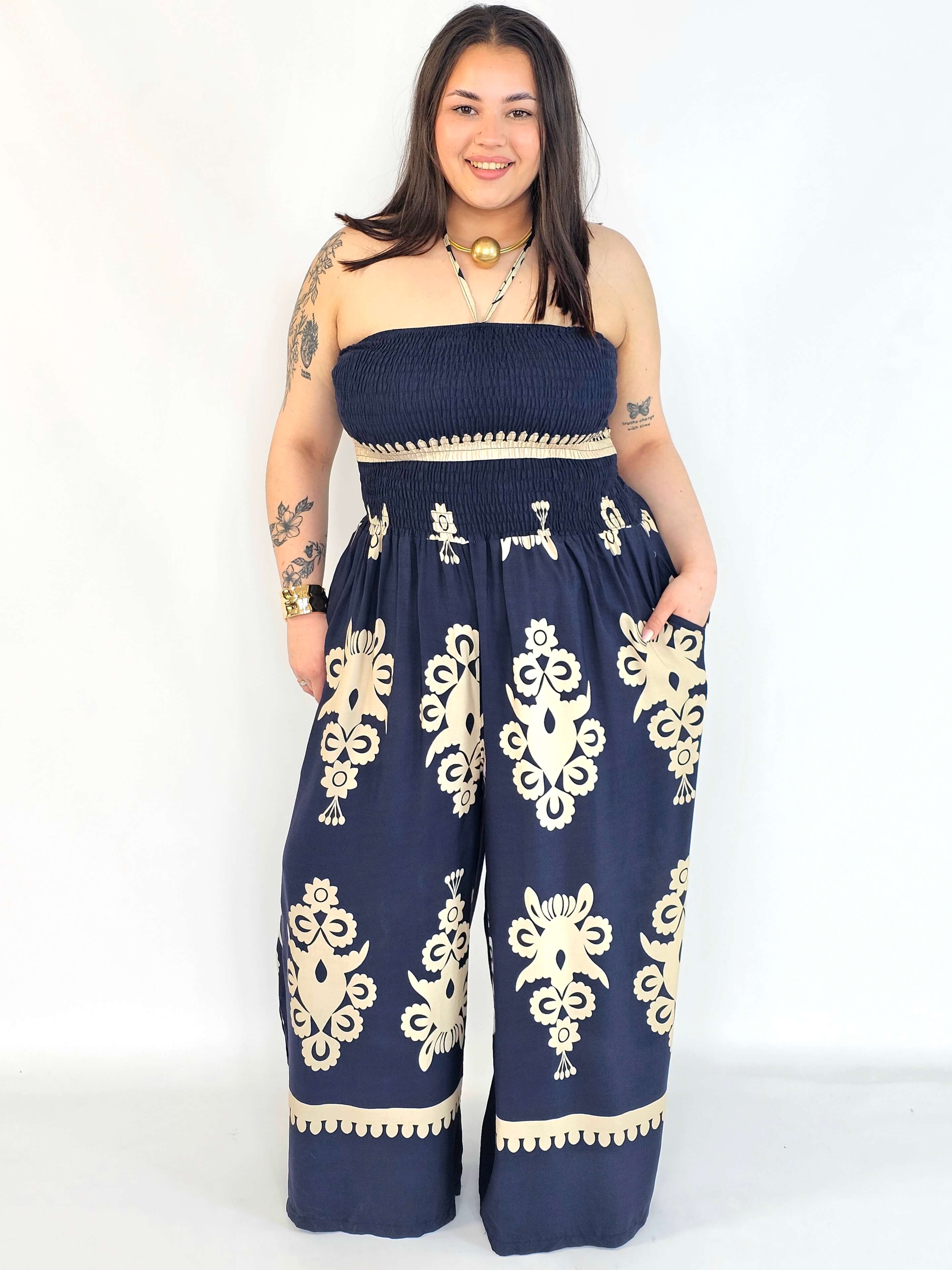 Kombinezon plus size bez ramiączek w eleganckim  kolorze Stylowa XL